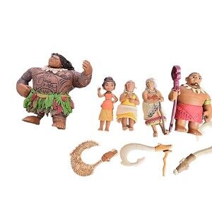Disney Moana Action Figures Lot Chief Tui Maui Toys‎ 3"-4" cake toppers